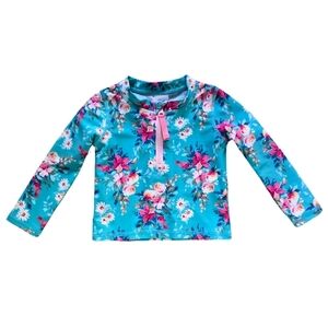 Ruffle Butts Girls Fancy Me Floral Long Sleeve Swim Top Rashguard 18-24 months